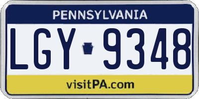 PA license plate LGY9348