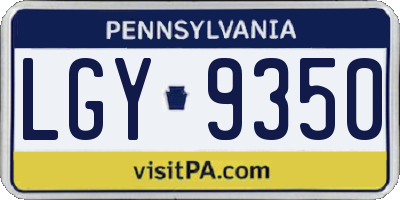 PA license plate LGY9350