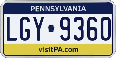 PA license plate LGY9360