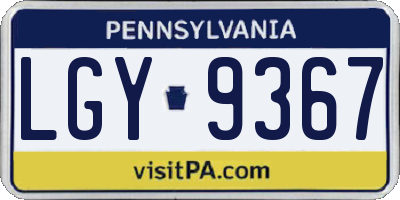 PA license plate LGY9367
