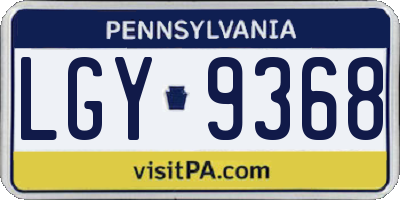 PA license plate LGY9368