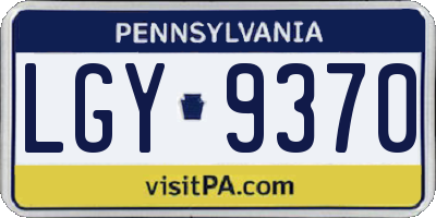 PA license plate LGY9370