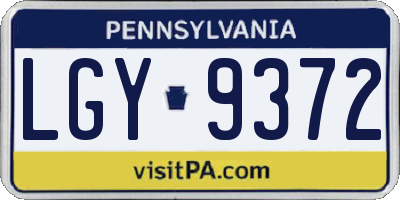 PA license plate LGY9372