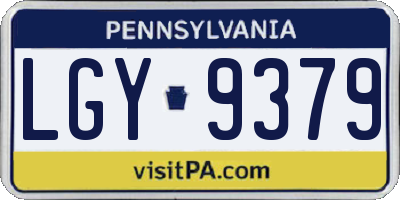 PA license plate LGY9379