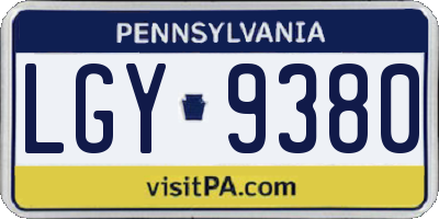 PA license plate LGY9380