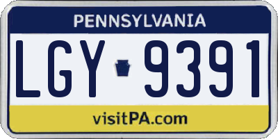 PA license plate LGY9391