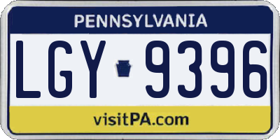 PA license plate LGY9396