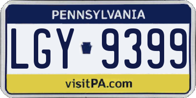 PA license plate LGY9399