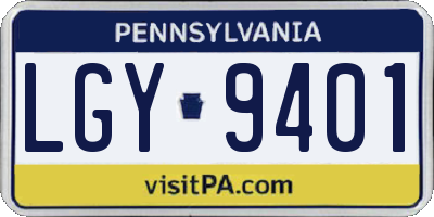 PA license plate LGY9401