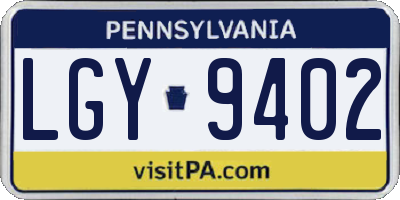 PA license plate LGY9402