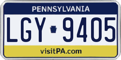 PA license plate LGY9405