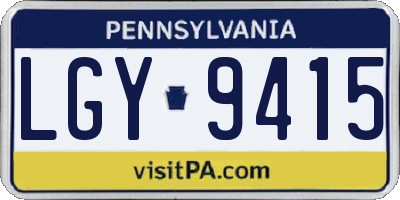 PA license plate LGY9415