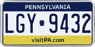 PA license plate LGY9432