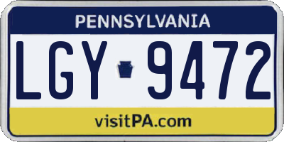 PA license plate LGY9472