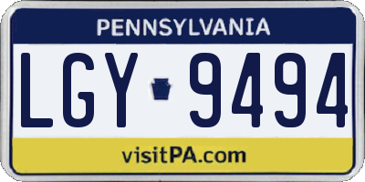 PA license plate LGY9494