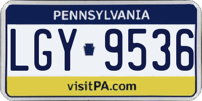 PA license plate LGY9536