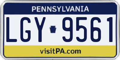 PA license plate LGY9561