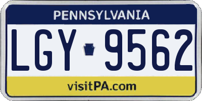 PA license plate LGY9562