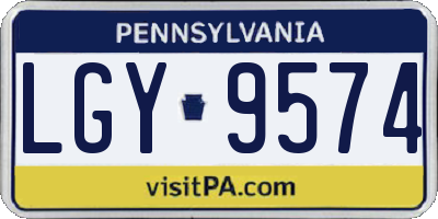 PA license plate LGY9574