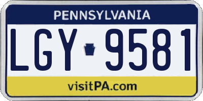 PA license plate LGY9581
