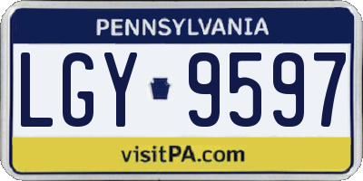 PA license plate LGY9597
