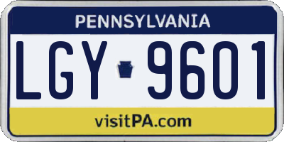 PA license plate LGY9601