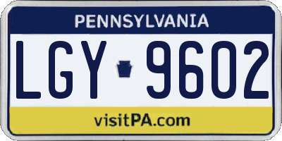 PA license plate LGY9602
