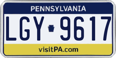 PA license plate LGY9617