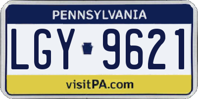 PA license plate LGY9621