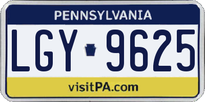 PA license plate LGY9625