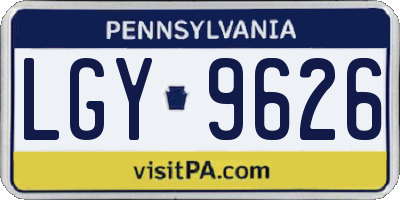 PA license plate LGY9626