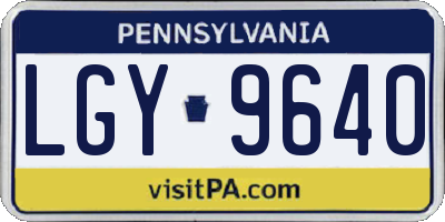PA license plate LGY9640