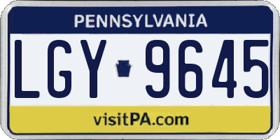 PA license plate LGY9645