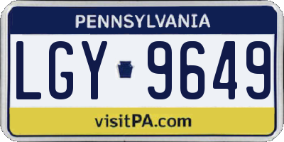 PA license plate LGY9649