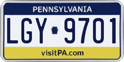 PA license plate LGY9701