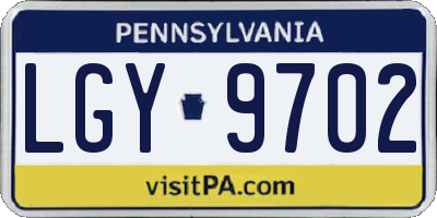 PA license plate LGY9702