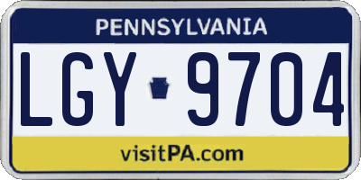 PA license plate LGY9704