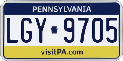 PA license plate LGY9705