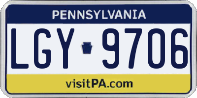 PA license plate LGY9706