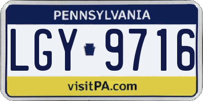 PA license plate LGY9716