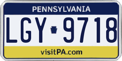 PA license plate LGY9718