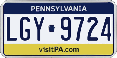 PA license plate LGY9724
