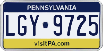 PA license plate LGY9725