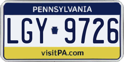 PA license plate LGY9726