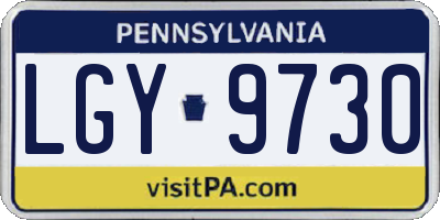 PA license plate LGY9730