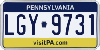 PA license plate LGY9731