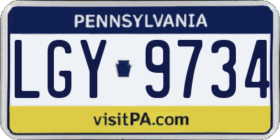 PA license plate LGY9734