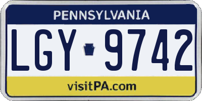 PA license plate LGY9742