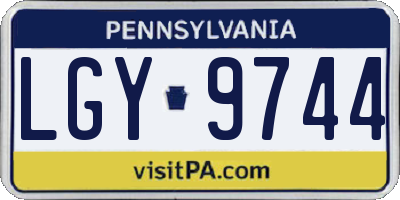PA license plate LGY9744
