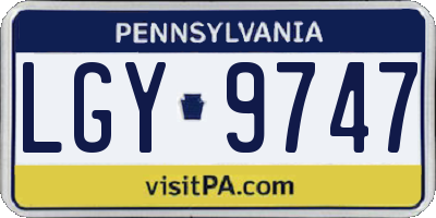 PA license plate LGY9747